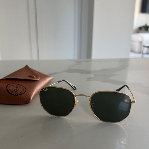 Ray-Ban Accessories - Ray-Ban Gold Frame Sunglasses with Green Lenses